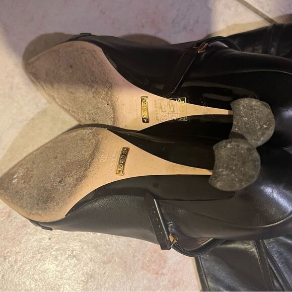 Gucci horsebit heel cutout dress shoes logo Nappa thigh high Over The Knee Boots - Picture 5 of 14